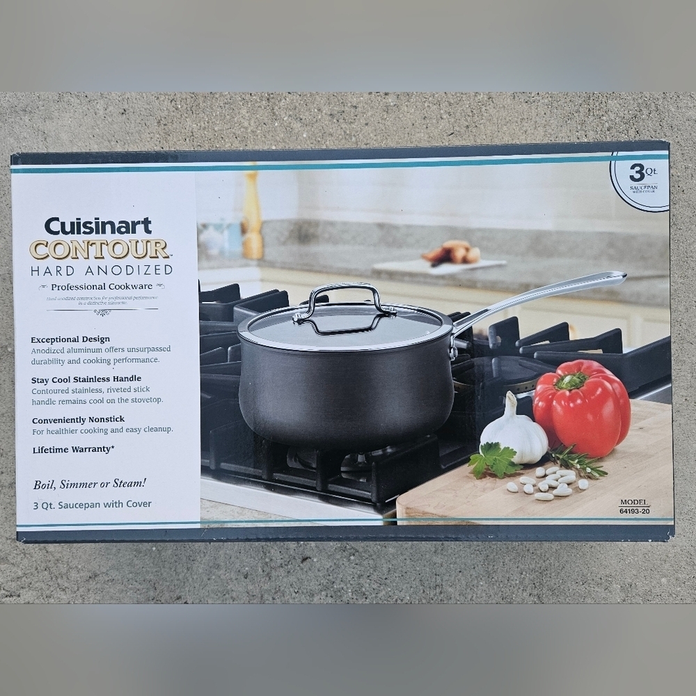 Cuisinart Chef's Classic Non-Stick HardAnodized 3 Quart Saucepan w/ Cover NEW